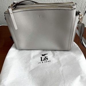 Lo & Sons Saffiano gray leather cross body